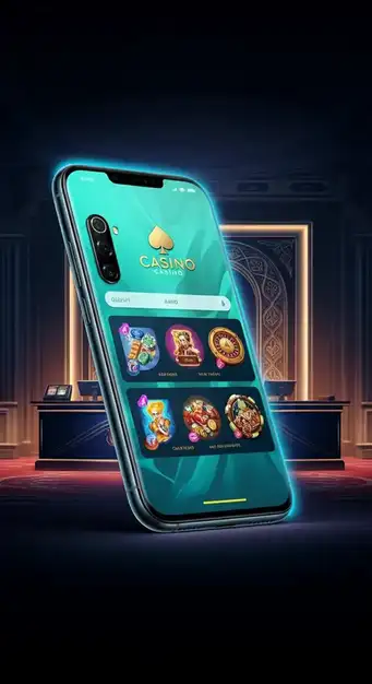 Interface moderne d'Europe Fortune Casino avec des machines à sous et le logo de la marque sur un fond bleu et doré, illustrant l'abondance de jeux disponibles.
